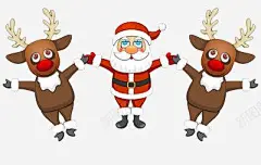 卡通版的圣诞老人与麋鹿手拉手高清素材 卡通 圣诞 手拉手 麋鹿 元素 免抠png 设计图片 免费下载 页面网页 平面电商 创意素材