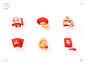 Spring  Festival icons china new year lion dance banner lantern red envelope gong sign in icon icons