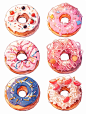 Vol.5｜甜甜圈美食手帐贴纸插画甜品素材