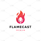 flame fire podcast mic logo icon