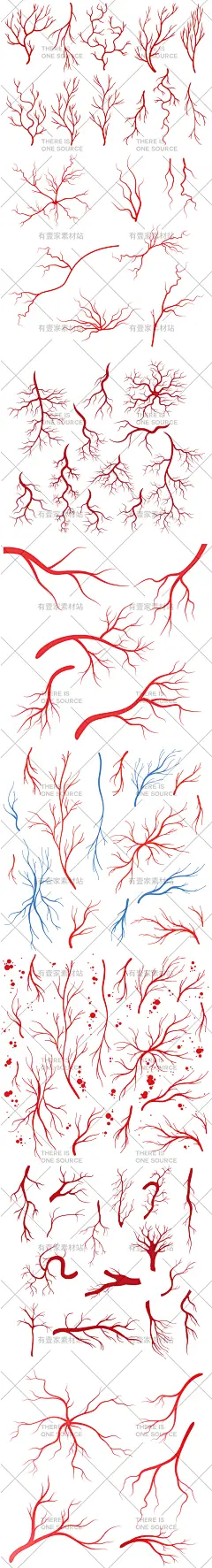 手绘人体眼毛细血管血液静脉动脉分支结构系统插画AI矢量设计素材-淘宝网
