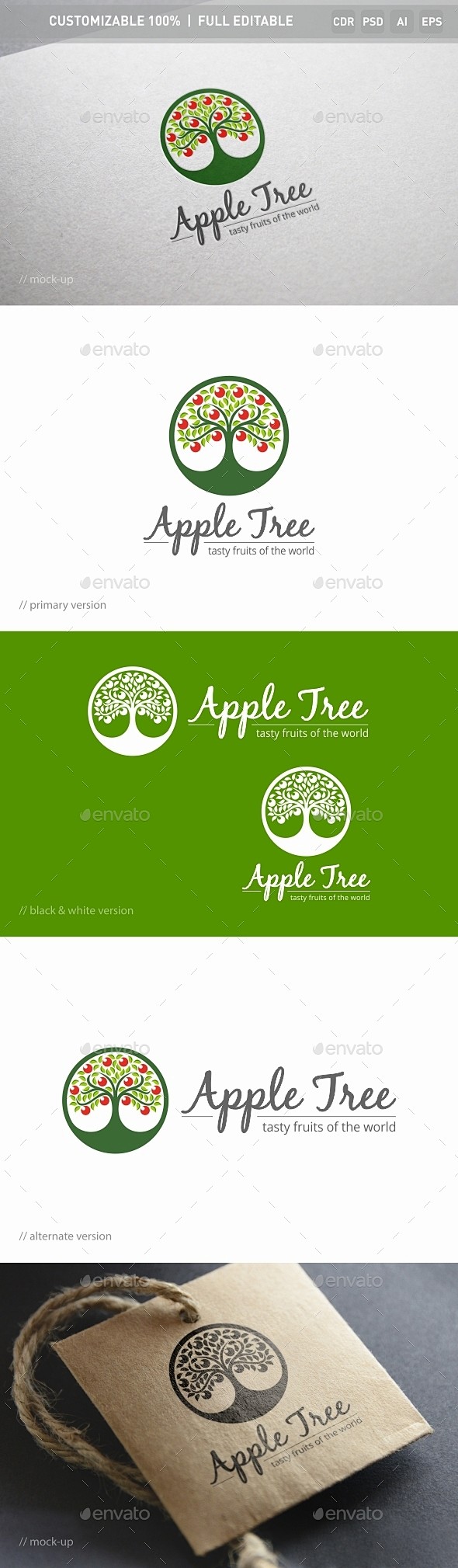 苹果树标志模板——自然标志模板Apple...