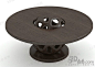 现代经典黑色黑檀木圆环茶桌镂空雕刻球型桌脚茶几