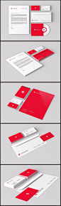 公司VI样机设计智能贴图模板 名片 白色名片 红色VI CD 信封 A4纸 LOGO 信封 VI VI设计 提案神器 PSD源文件模板下载