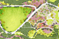 街角公园花卉公园psd彩平口袋公园植物主题公园园林景观设计平面图