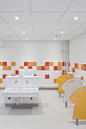Pajot School Canteen / Atelier 208, kids bathroom, sink, bunny profile toilet partitions: 