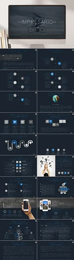 插图蓝色高端欧美高端工作总结PPT
