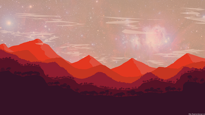 红色背景山峰素材图