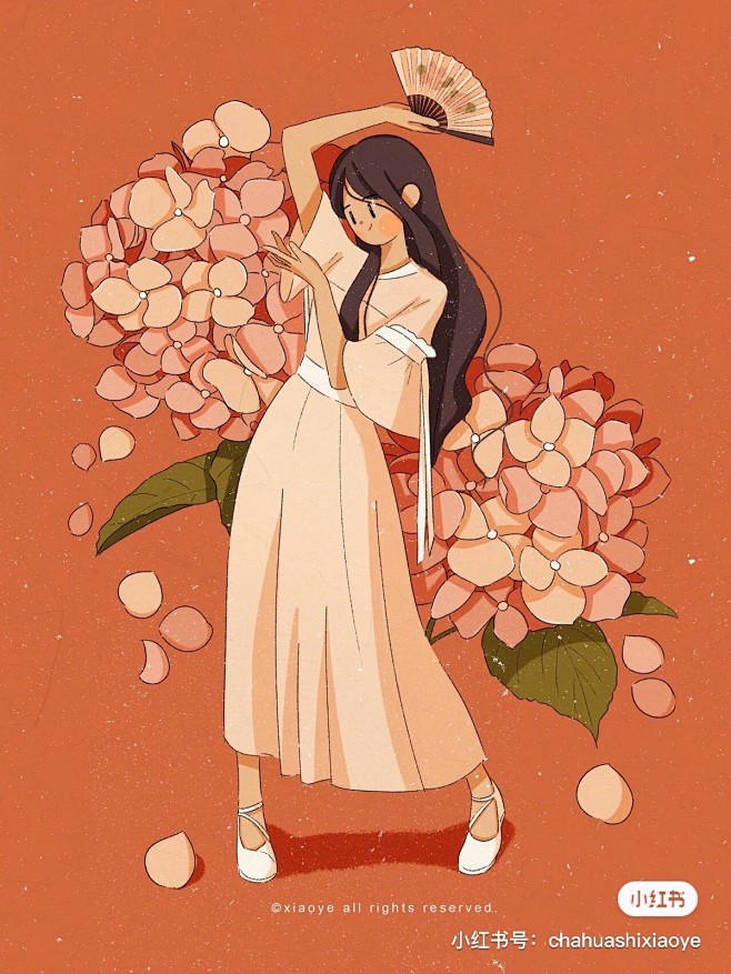 来呀 绣球美少女_插画师小爷__插画师作...