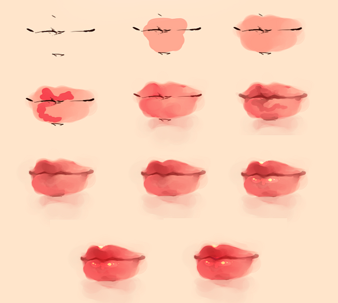 【绘画教程】kiss 唇