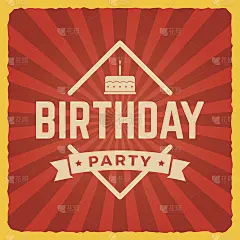 生日快乐，复古贺卡。矢量图