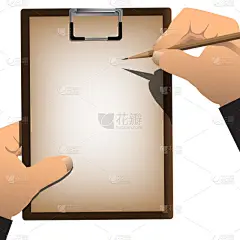 男子手持空张纸和铅笔到剪贴板