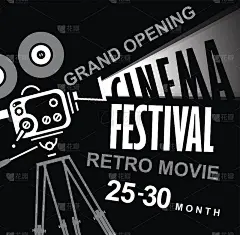 带有老式相机的电影节海报