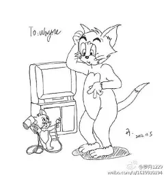 手绘线条猫和老鼠_百度图片搜索