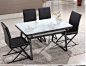 烤漆钢化玻璃餐桌椅 现代组合小户型金属双层餐台餐椅黑色饭桌-淘宝网