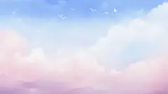 水彩插画治愈唯美天空插画云海梦幻温暖唯美桌面壁纸