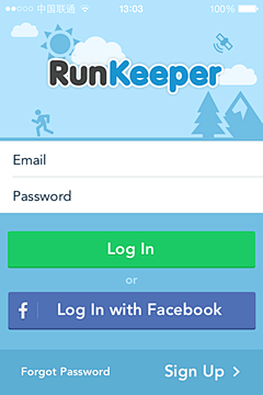 RunKeeper健身应用APP登陆UI...