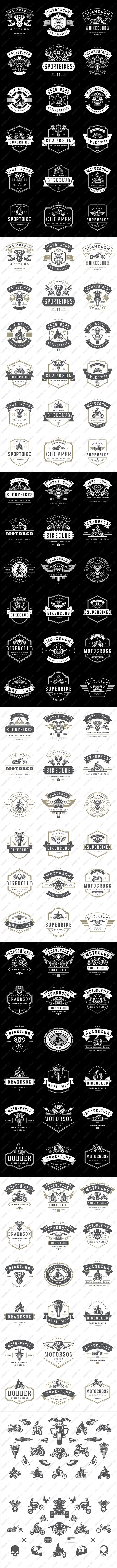 50款摩托车元素LOGO和徽章AI&EP...