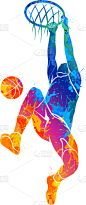 篮球运动员,球,分离着色,篮子,人,专业人员,男人,运动,涂料