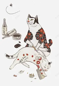 卡通喝酒小猫 创意素材