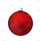 红色圣诞树玩具或球体积和现实色彩插图