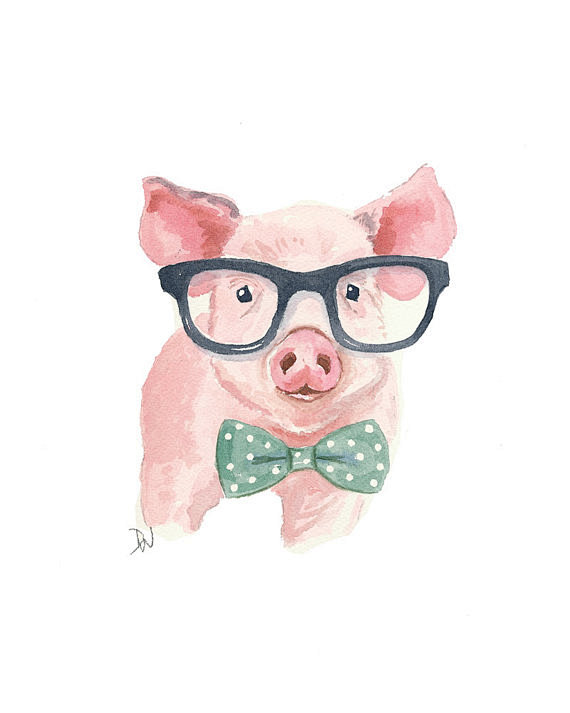 Pig Watercolor Origi...