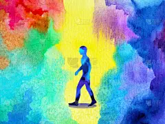 当代水彩画中的抽象艺术人类精神心灵行走冥想图解设计手绘