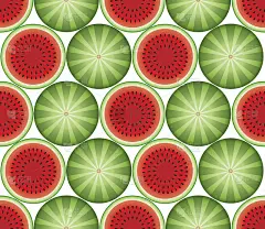 无缝模式的西瓜片上的白色背景。夏天的模式。水果的模式。可用于纺织，制造，书籍封面，壁纸，印刷或礼品包