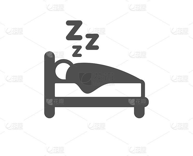 睡眠质量图标。夜间休息床的标志。向量