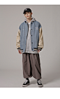 子俊男装春季撞色棒球服外套男士韩版宽松潮牌牛仔拼接机车服夹克-tmall.com天猫