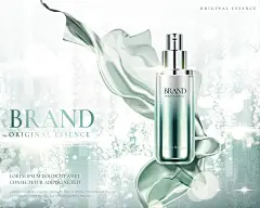 Ai矢量绿色香水化妆护肤品保湿精华海报设计素材Cosmetic vector Poster#188105-平面素材-美工云(meigongyun.com)