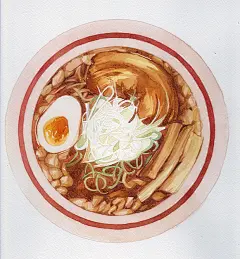 面食记-怪咖liuin_食物，水彩_涂鸦王国插画