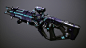 Planetside 2 - Vanu Sovereignty modular weapon set, Ranulf Busby | Doku : Modular weapon set concepted and modelled for Planetside 2.  Due to limitations, no unique textures or bakes were possible.  All detail had to be achieved by mesh alone, uv mapped o