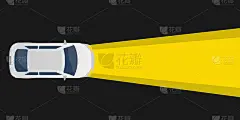 汽车插图和氙气灯头灯概念在黑色背景。租车，交通事故，轻工或保险购买概念