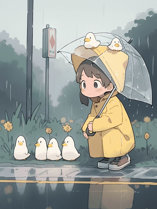 治愈系｜别客气，一起躲雨吧☔