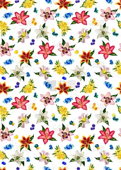 美丽无缝图案与花。水彩插图手绘。