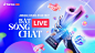 This may contain: an advertisement for the bat song chat with balloons and confetti in the background