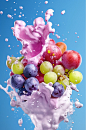 AI数字艺术创意葡萄酸奶液体飞溅模型元素