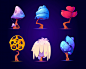 Fantasy trees for ui game about alien magic world Free Vector