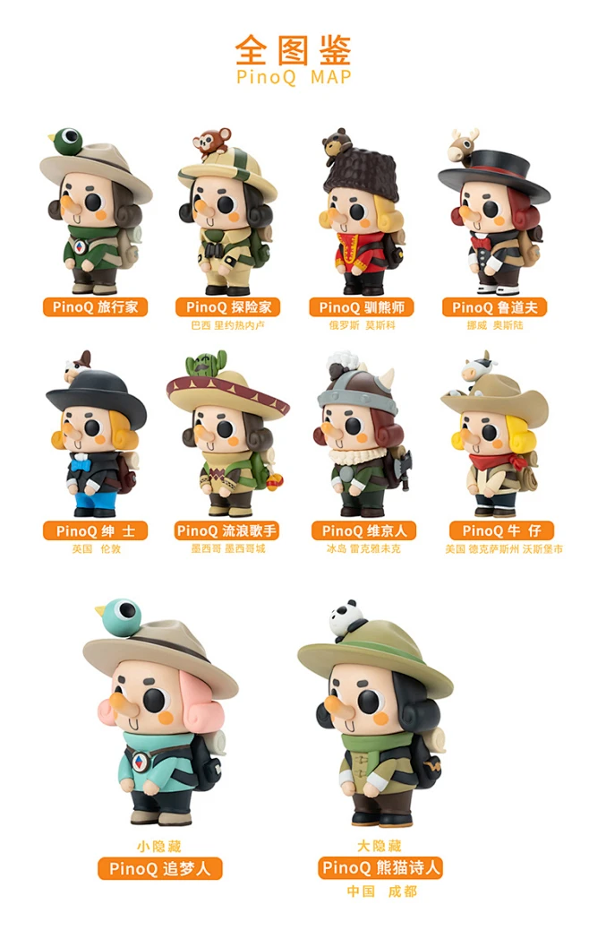 IP小站(IPSTATION)新品旅行家PinoQ系列盲盒 一套 全套摆件现货-tmall.com天猫-花瓣网