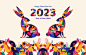 2023 design card celebration flyer happy chinese new year Holiday ILLUSTRATION  rabbit vector year of rabbit