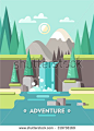 Summer landscape. Concept for web banner and printed materials. Vector flat illustration.