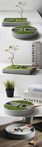 Concrete Handmade-Modern Succulent Planter Flower Pot Pen Pencil Holder Office Desk Stationery Organizer