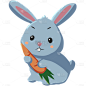 动物宠物主题插画-灰兔