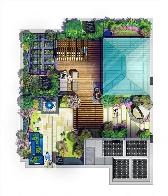 庭院 空间 景观设计1庭院设计平面图-花瓣网
