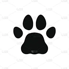 爪子黑色打印图标上的白色背景。向量