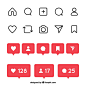 Flat instagram icons and notifications set