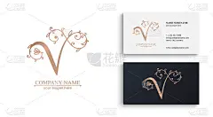 Premium Vector V标志。字母、字母和名片。精英公司的个人标志或标志。