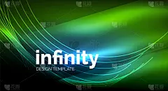 抽象波浪对深色背景，发光霓虹灯数字背景模板