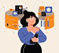 Flat design multitask business woman